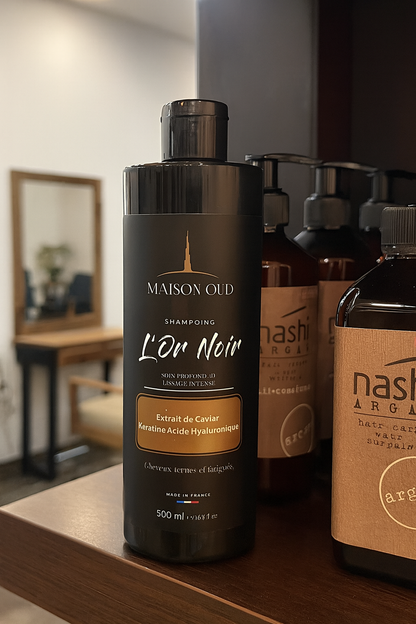 Kit Soin Profond MAISON OUD L'Or Noir : Shampoing & Masque Caviar, Kératine & Acide Hyaluronique (2x 500ml)