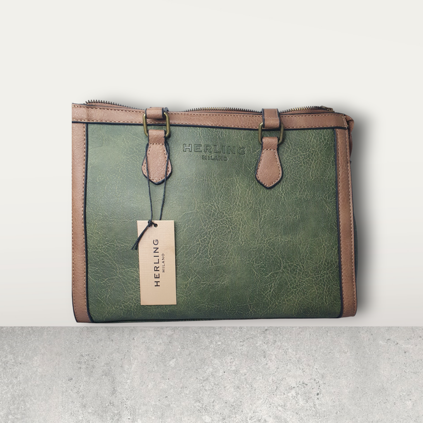 Sac de Ville Élégance Milanaise Vert et Camel