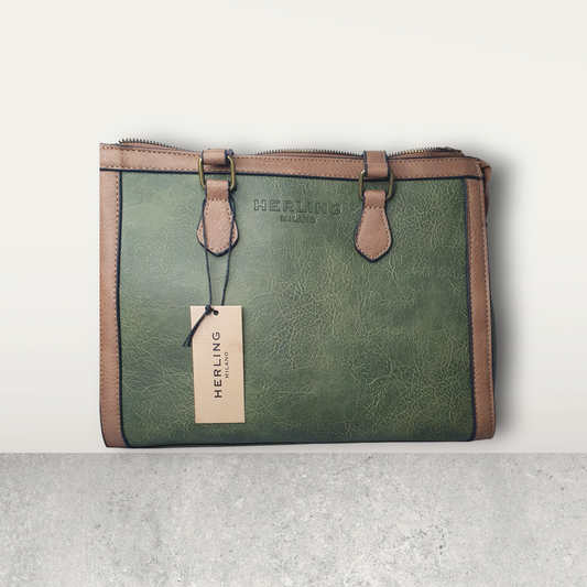 Sac de Ville Élégance Milanaise Vert et Camel