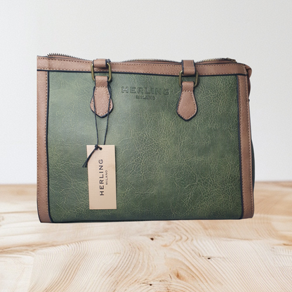 Sac de Ville Élégance Milanaise Vert et Camel