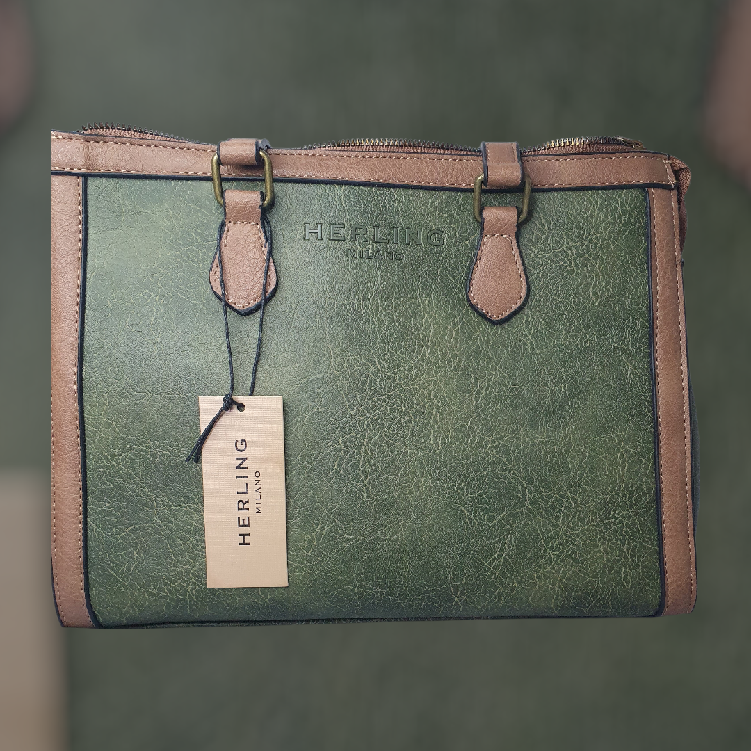 Sac de Ville Élégance Milanaise Vert et Camel
