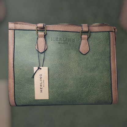 Sac de Ville Élégance Milanaise Vert et Camel
